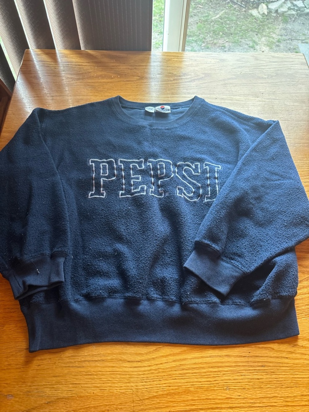 Vintage 90s navy blue PEPSI crewneck fleece sweatshirt size L